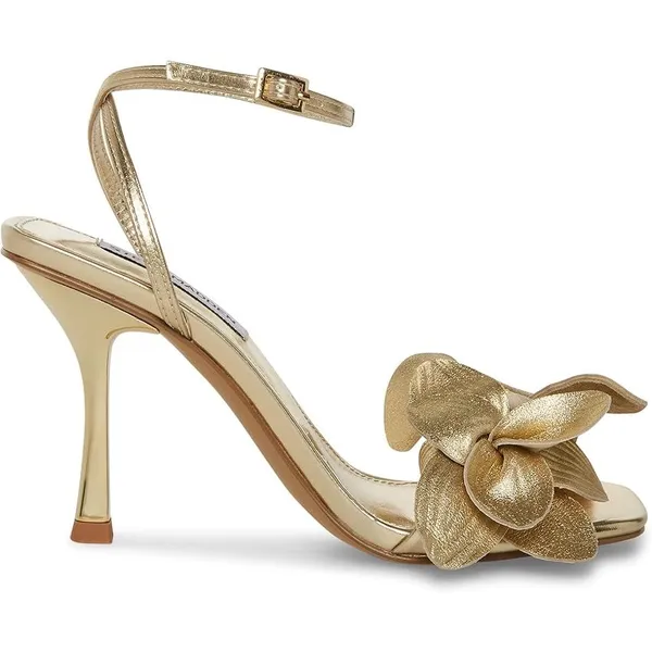 Steve Madden Amani Floral Heeled Sandals Gold Metallic Size 10 NWOT - Image 13