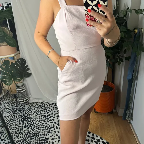 Aritzia Wilfred Aperature Tie Back Mini Dress Light Pink Size Small - Image 3