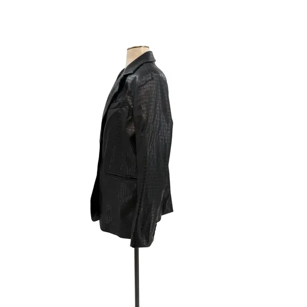 NA-KD Black Faux Croc Oversized Blazer Jacket Reptile‎ Texture EU 36 US 6 - Image 7