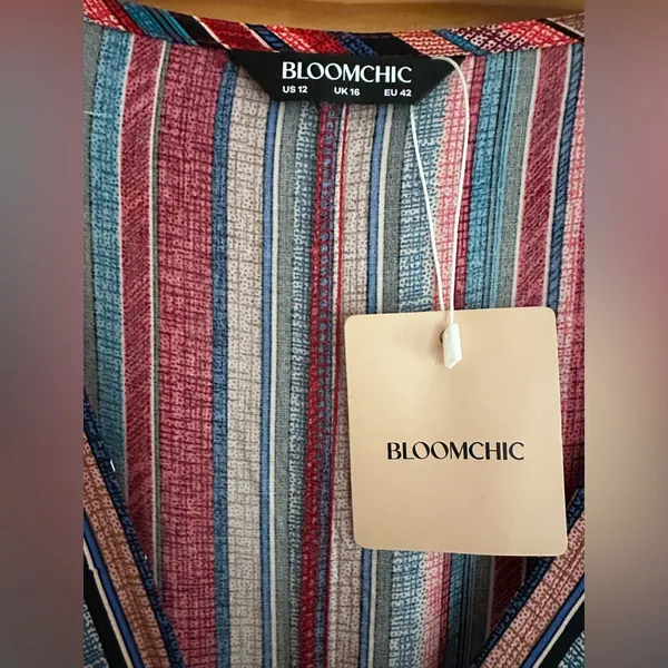 BloomChic Striped Contrast Dolman Sleeve Shirred Pocket Maxi Dress size 12 nwt - Image 7