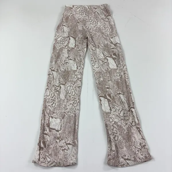Anthropologie Pants Womens XS Beige Animal Print Dress Wide Leg Viscose Zip - Image 2