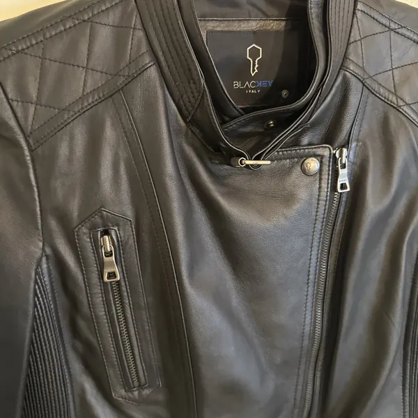 Blackey Women's Lamb Black Leather Nappa Moto Jacket Size 77 Medium - Image 3