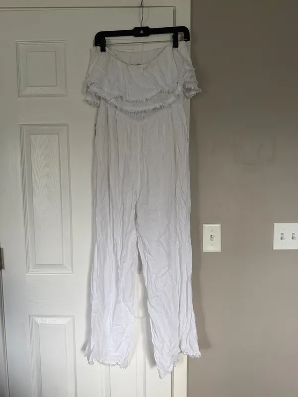 Altard State White Off Shoulder White Full Length Jumpsuit - Image 6
