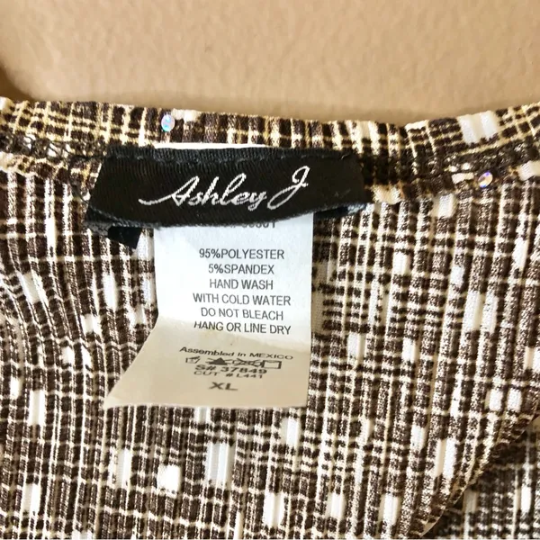 Ashley J Vintage V Neck Twist Knot Sleeveless Sequin Tank Top Brown‎ Xl - Image 5