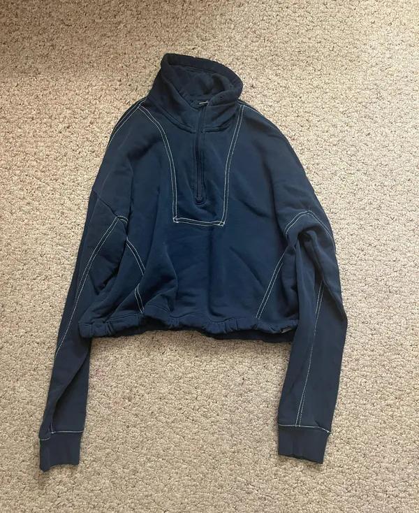 Navy Blue Quarter Zip Sweatshirt - Image 3