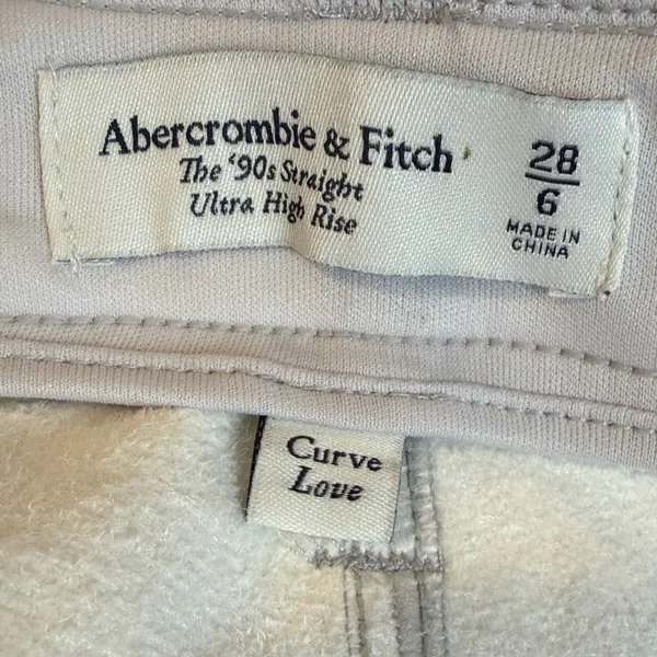 Abercrombie & Fitch 90's Straight Ultra High Rise Vegan Leather Pants Silver‎ 28 - Image 3