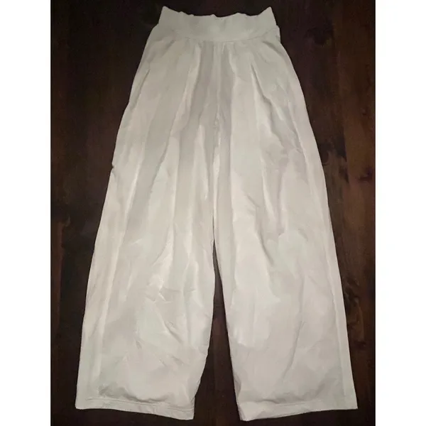 Lululemon Lightweight Tennis Mid-Rise Track Pants White Mesh Wide Leg Sporty - Image 5