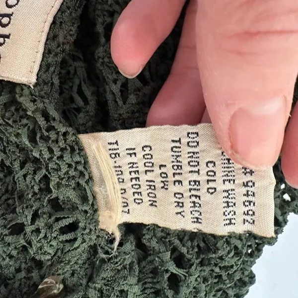 Vintage Apostrophe Y2K Mesh Knit‎ Cardigan Sweater S Green Forest Fairy Grunge - Image 7