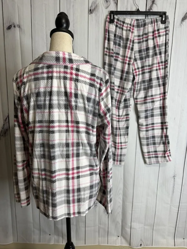 Nautica Pajama Set Plaid Flannel Long Sleeve Button Up Shirt Pant Sz L 14-16 - Image 6