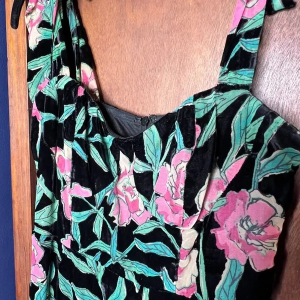 Lulus Lucious Glorious Garden Black Floral Burnout Velvet Maxi Cottage Dress S - Image 4