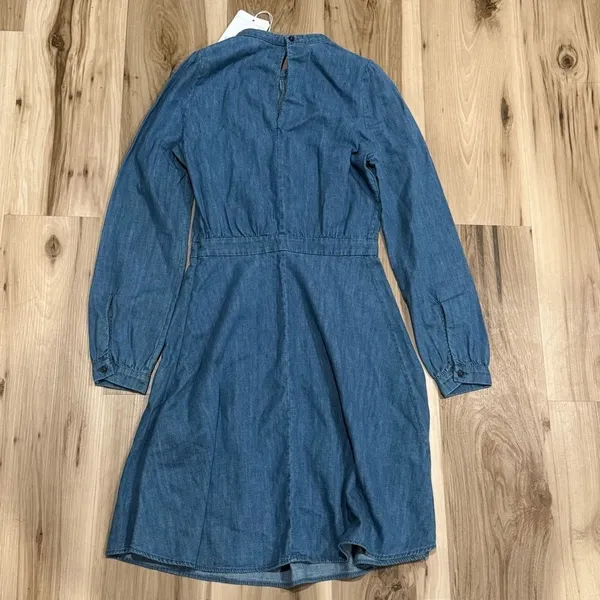NEW & Other Stories Denim Blue Chambray Long Sleeve Short Dress Women’s 4 - Image 4