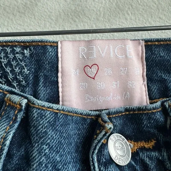 Revice Dark Solid Blue Wash High Rise Straight Leg Jeans Size 25 Made in Mexico - Image 3