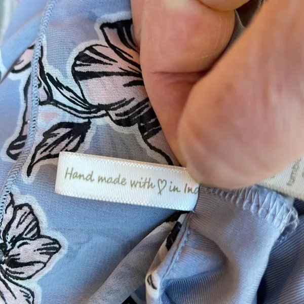 Japna Blue Pink Floral Maxi Faux Wrap Dress Lined to above the knee size M - Image 16