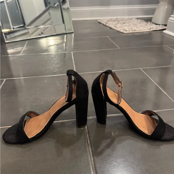 Lulu's Classic Black Ankle Strap Heels - Image 3