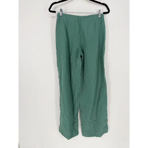 Abercrombie & Fitch Wide Leg Pants Linen Mid Rise 24 Long Green Coastal Chic NWT - Image 6