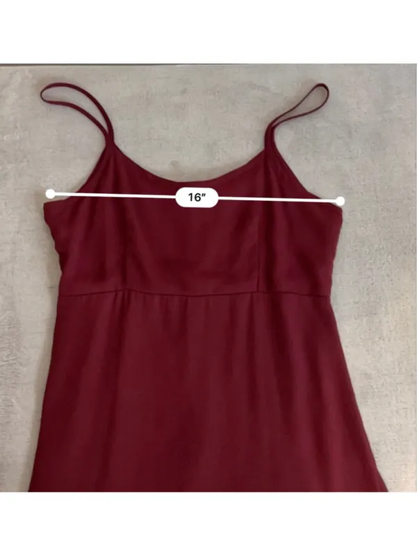 VTG Casual Burgundy Spaghetti Strap Maxi Dress M - Image 6