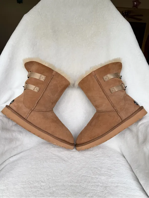 UGG CHESTNUT TAN SUEDE LEATHER & SHEEPSKIN S/N 1010258 Klea Mid-calf BOOTS Sz 9 - Image 7