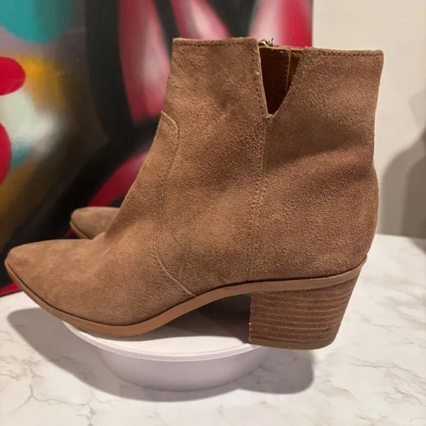 Franco Sarto Brown Suede Pointed Toe Ankle Booties Size 8.5 - Image 2