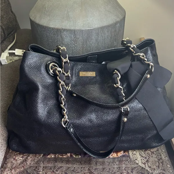 Rare🔥Authentic KATE SPADE Shimmery leather Bow Chain 3 compartments shoulder - Image 2