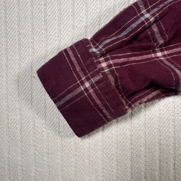 Woolrich Women’s Size 10 Plaid Flannel Button Front Long Sleeve Shirt Burgundy - Image 14