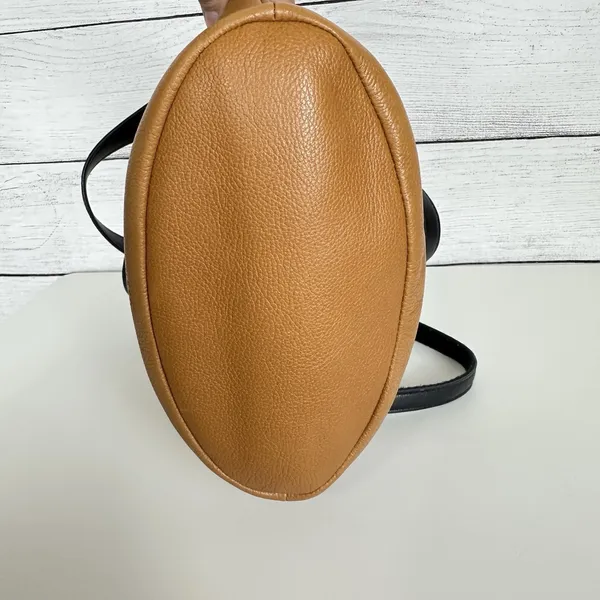 FOSSIL Amelia Bucket Purse Brown/Cream Two-Toned Leather Crossbody‎ Boho Western - Image 7