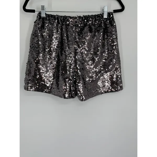 Sincerely Jules Shorts Womens Small Silver Sequin Hot Pants Elastic Waist Party - Image 11