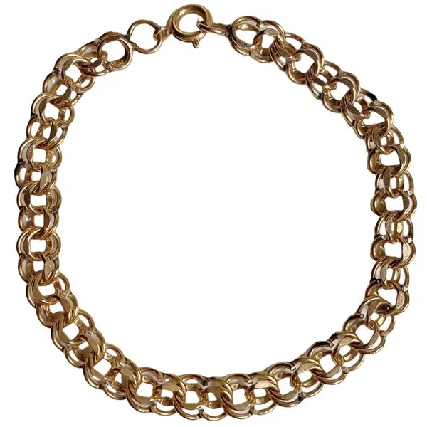 Yellow Gold Filled Double Rollo Great for‎ Charms Link Chain Bracelet - Image 4
