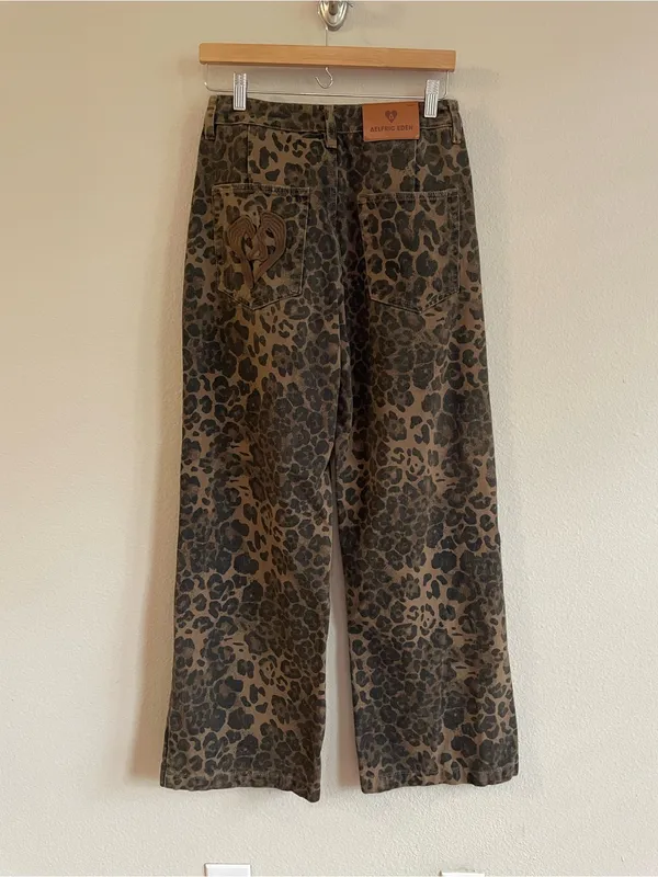 Aelfric Eden Leopard Print High Rise Wide Leg Jeans Size 28 - Image 7