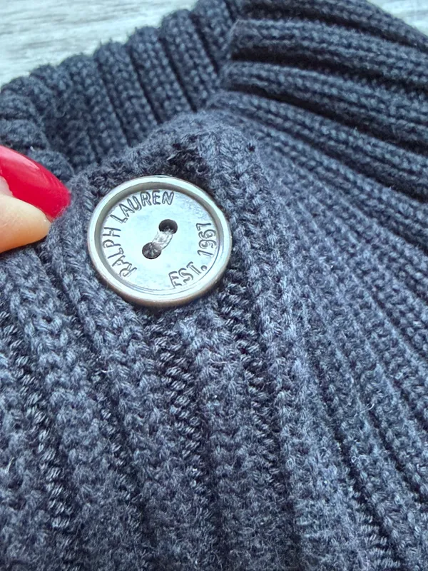 Ralph Lauren Golf Cable Knit Smock Neck 100% Cotton Black Cardigan Size M - Image 2