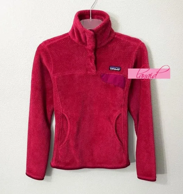 Patagonia Re-Tool Snap Fleece Bougainvillea Magenta VNeck Sherpa Fuzzy Shearling - Image 2