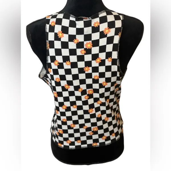 (Rue 21) Checkered Floral Tank Top: Size XL - Image 2