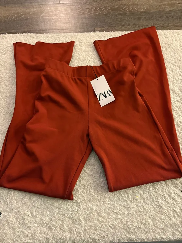 NWT Zara brick red soft strap top and trouser set. Size Medium - Image 9