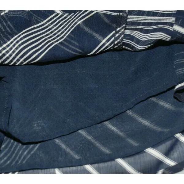 Tommy Hilfiger Ladies S Chiffon Navy Blue Sleeveless Blouse Ruffle Career Office - Image 7
