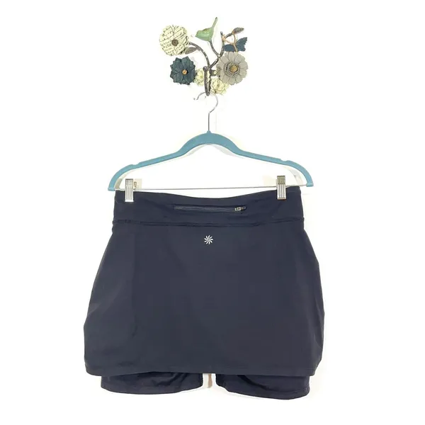 Athleta Women's Contender 2 in 1 Black Short & Skirt Size M Black Zip Pocket - Image 8