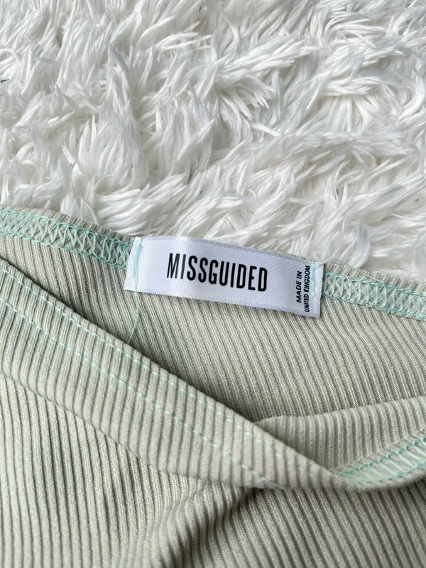 Missguided Mint Green Ribbed One Shoulder Crop Top - Image 5