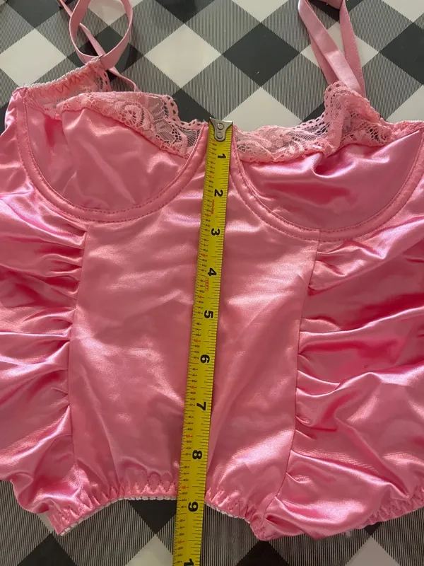 Pink Satin Corset Top Size Small - Image 11
