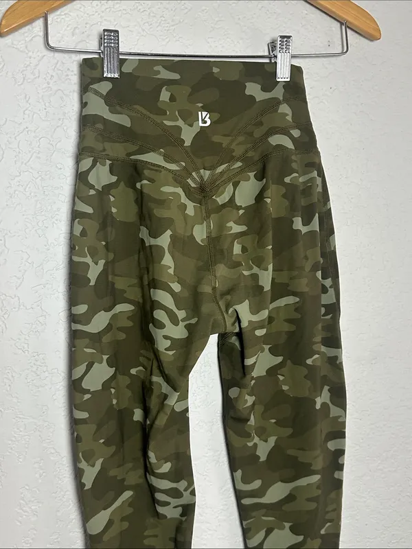 Buffbunny Camo High Waist Leggings Olive Green Small Athleisure Athletic Travel - Image 5