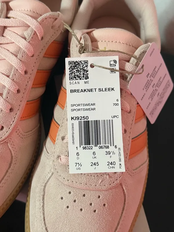 adidas Pink Suede Sneakers with Orange Stripes and Gum Sole - Image 6
