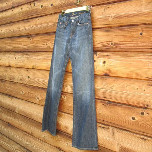 7 for All Mankind Low Rise Boot Cut Jeans 24 X 32 - Image 3