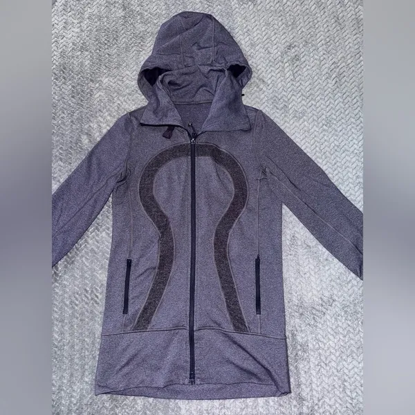Lululemon Womens Stride Zip Up Hoodie High Collar Heathered‎ Purple Fitted Sz 6 - Image 2