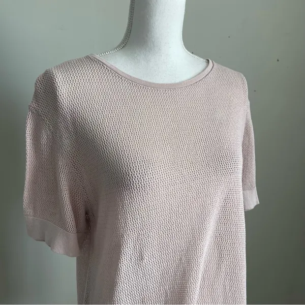 ZARA | Pink Loose Knit Lightweight Short Sleeve Top Sz L - Image 2
