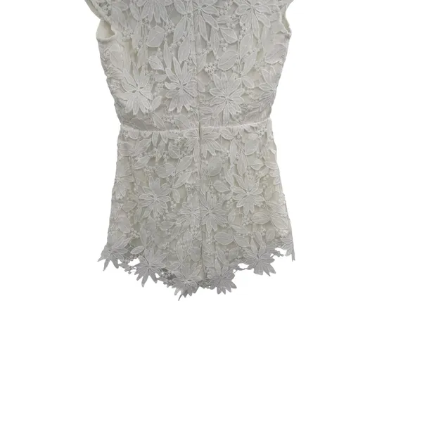 Sabo Skirt White‎ Floral Lace Plunge Neck Romper Bridal Bachelorette Size XS - Image 7