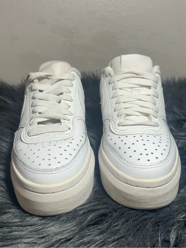 Nike Court Vision Alta White Leather Platform Sneakers Size 5 - Image 6