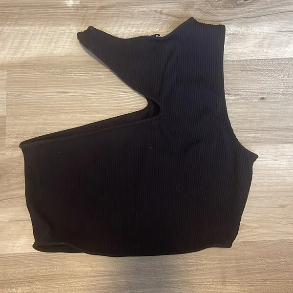 black ribbed crop top - Image 2