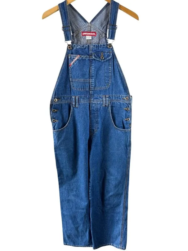 Vintage 90s Unionbay Denim Overalls XL Blue Carpenter Bib Wide Leg Hong Kong - Image 2