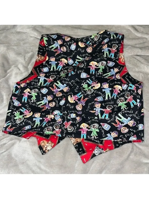 Vintage Reversible Vest Teacher Dogs Cats cottagecore granny farmhouse handmade - Image 7