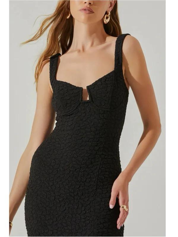 Astr The Label Wylla Underwire Body-Con Black Midi Dress with Side Slit S $99 - Image 3