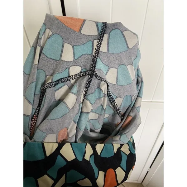 LuLaRoe Womens Leggings Sz TC Snakey Waves Teal Cream Orange Stained Glass‎ - Image 8