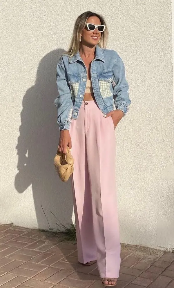 ZARA NWT Pink High-waisted WIDE LEG MENSWEAR STYLE PANTS. - Image 2