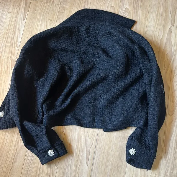Zara Black Tweed Jacket with Buttons - Image 5